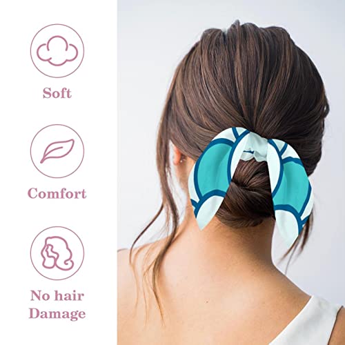 Chouchous pour cheveux bleu écailles : pack de 6 nœuds premium pour queue de cheval - 2