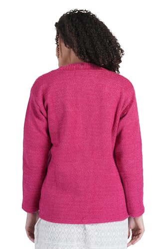 Image of MANRA Women's Woolen V-Neck Buttoned Full Sleeve Cardigan Self Design Soft Wool Fabric Winter Wear Pure Wool Sweater Fully Warm with Front Pockets Stylish Cardigan