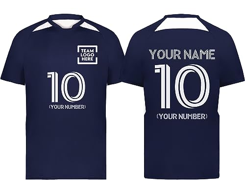 Custom Soccer Jersey with Name Number Team Logo Personalized Soccer Shirts for Youth Navy Small