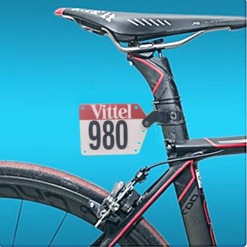 Thinvik Bike Race Number Plate Holder Cycling Number Mount - Quick Release with Rubber Bands