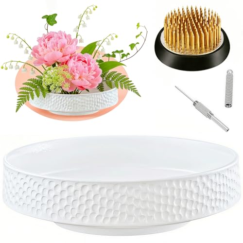 Japanese Ikebana Vase Kit, Flower Shallow Container Ceramics Flower Bowl