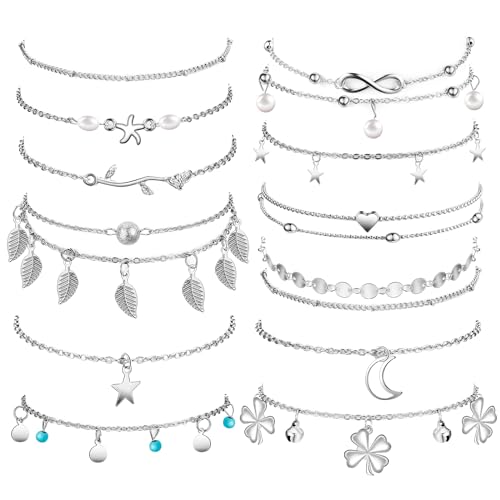 Otuuz 12 Pezzi Bracciali alla Caviglia per Donna Bracciale Regolabile con Catene alla Caviglia Regalo di Gioielli alla...