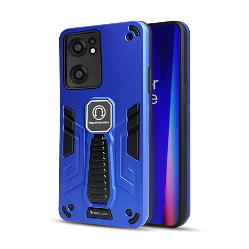 Image of Vaku Luxos Valor Military Grade Back Cover Case for OnePlus Nord CE 2 5G with Built-in Kickstand Magnetic Shockproof Protective Cell Phone TPU Case- Dark Blue