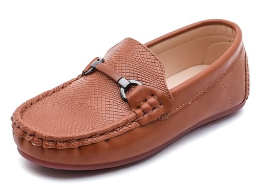 DADAWEN Boys Girls Soft Leather Loafer Casual Slip-On Moccasin Flats Dress Shoes Penny Boat Shoes School Wedding Church Loafers (Toddler/Little Kid/Big Kid)