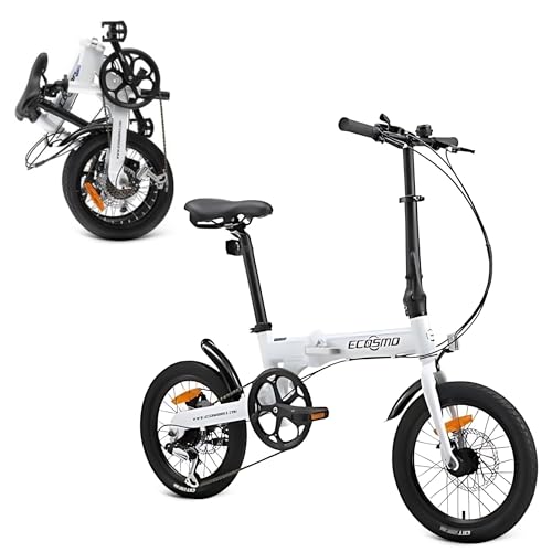 ECOSMO 16 Lightweight Alloy Folding City Bike Bicycle 6 Speeds Dual Disc brakes Folding Pedals - 16AF02W
