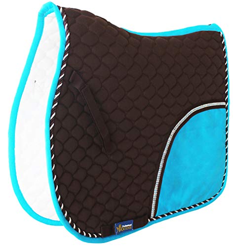 CHALLENGER Horse Quilted English Saddle PAD Trail Pleasure Riding Brown Turquoise 72F07