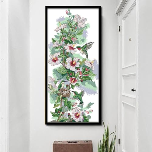 Image of Rosyfoxes Cross Stitch Kits Stamped Full Range of Embroidery Starter Kits for Beginners DIY 11CT 3 Strands - Printed kit The Art of Hummingbirds (Printed) 14.2x26.8 inches