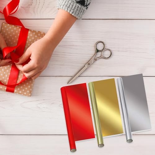 Pack of 3 x 1.5M Foil mixed Wrapping Paper Rolls Perfect for Christmas, Birthday, Festival, Party or Wedding Gift and Festive Decoration (A)
