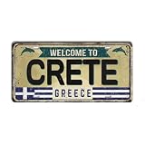Placa de matrícula de las islas griegas con impresiones de metal vintage, regalo de recuerdo de viaje Creta (Alt)