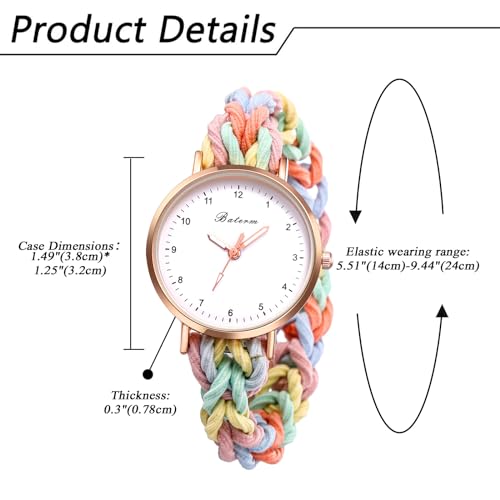 Women's Colorful Weave Elastic Band Quartz Wristwatch with Easy-Read Dial - Image 4