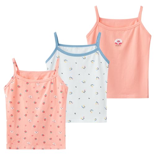 Image of SEAUR Toddler Girls Cotton Camisole Cute Tank Tops Tagless Sleeveless Undershirt Spaghetti Strap Flower Clothes