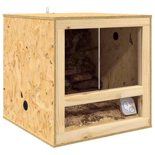 vidaXL Terrarium Marron 50 x 50 x 50 cm OSB, Enclos en Verre Rustique, Terrarium rectangulaire élégant pour Reptiles, Maison d'intérieur ou Vivarium