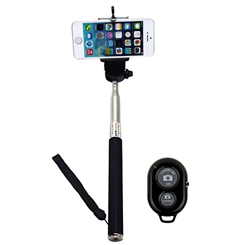 XREXS Self Portrait Self Shot Monopod Selfie Stick With Phone Holder For Samsung iPhone Blackberry With Bluetooth Remote Camera Wireless Shutter (black)