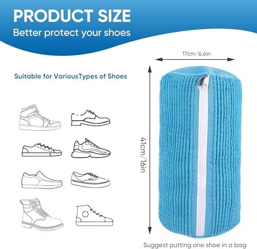 Image of Glivary Shoe washing machine bag, Laundry shoe pouch for washer and dryer, Reusable and Durable Zipper Plush Washing Machine Bag for Sneakers, Delicates and Toys(Laundry Bag) (blue, pack of 2)
