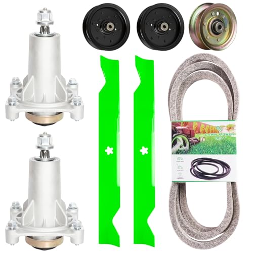 TENGMUJX 46 inch Deck Rebuild Kit for Husq Varna Pou LAN PP19H46 2246LS PP20VA46 Includes 2 Spindle 187292 2 Blade 531309715 1 Belt 405143 2 Idler 196106 1 Idler 177968
