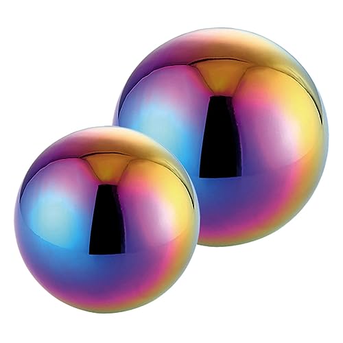 Mikikit 2Pcs Stainless Steel Gazing Balls Polished Mirror Surface Garden Globes for Outdoor Decoration Reflective Spheres for Patios Lawns and Gardens