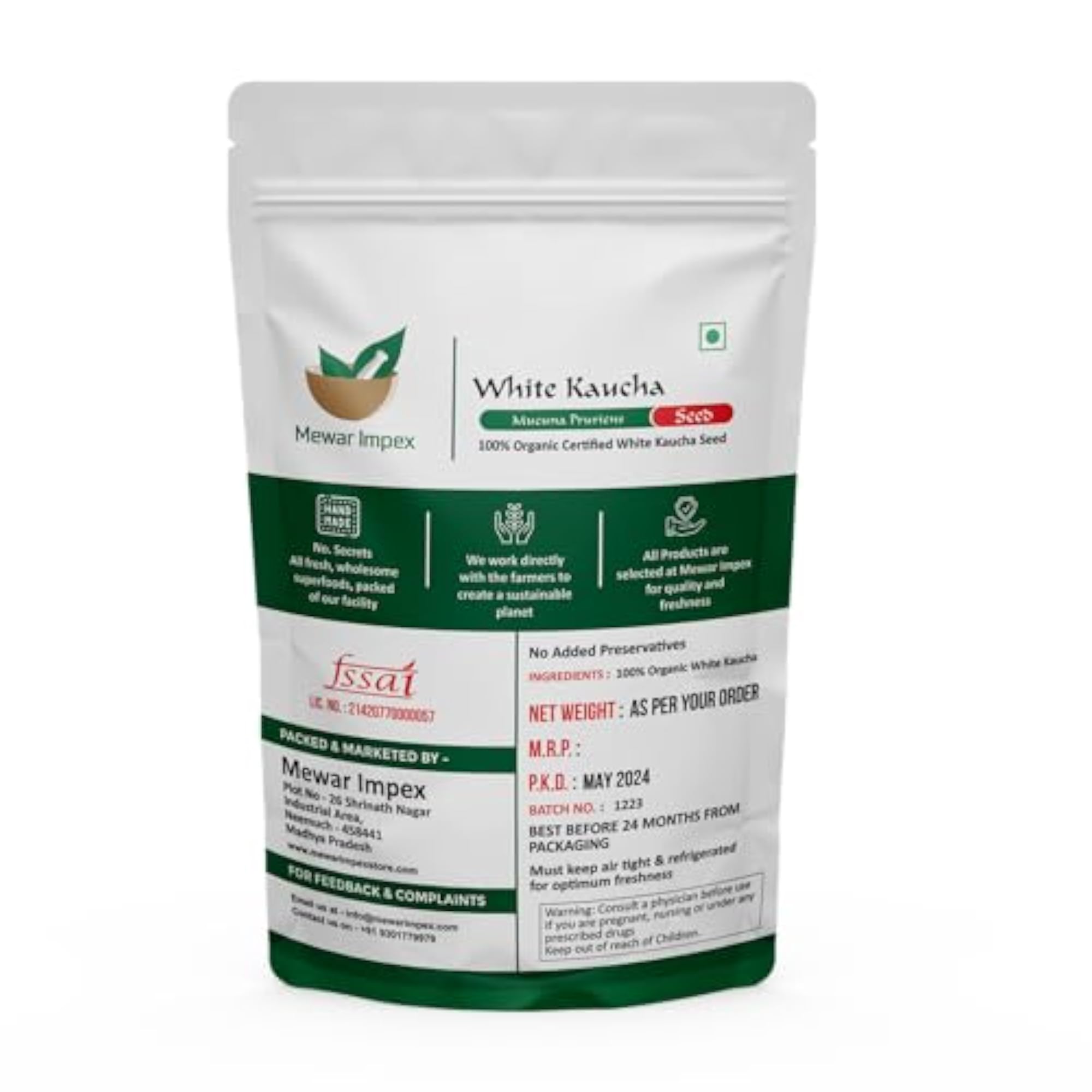 Kaunch Beej - Mucuna Pruriens Seeds, 900 Grams