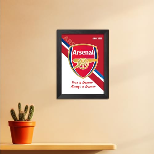 Image of TenorArts Arsenal Football Club Poster Logo Tagline Laminated Photo Frame Painting with Matt Finish Black Textures(12 inches x 9inches)