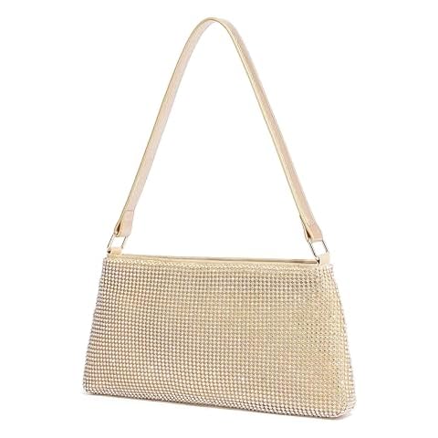 YUWITA Sparkly Evening Bag Clutch Purses for Women Prom Dressy Purse Night Out Small Shoulder Bag (Rhinestone Gold) Cover