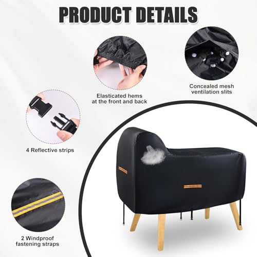 Abdeckung Holzpferd, Holzpferd Schutzhülle Wasserdicht 420D Oxford Stoff für Draußen Garten, Universal Holzpferd für Draußen Abdeckplanen mit Reflexstreifen und 2 Winddichte Schnallen