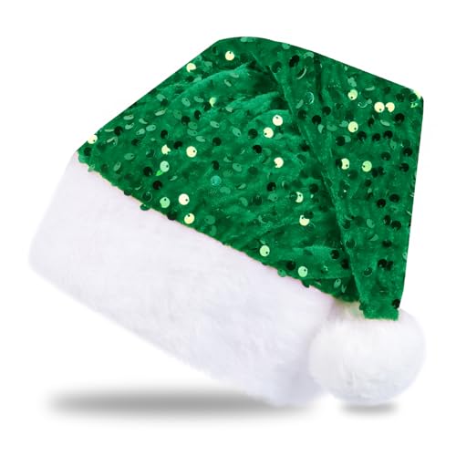 Katzinst Weihnachtsmütze, Nikolausmütze Grün für Erwachsene &...