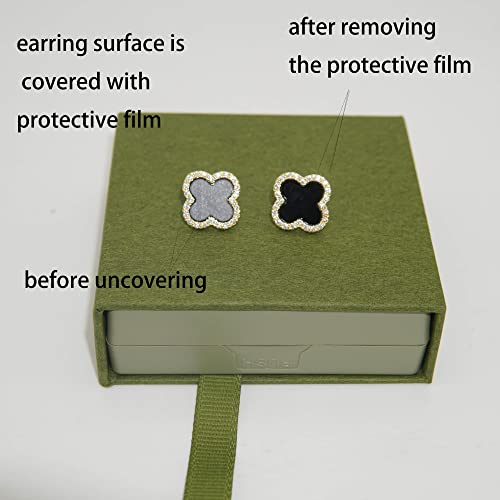 Four Leaf Clover Earrings Silver Needle Clover Earrings Full of Diamond Zircon Anti-Allergy Jewelry Earrings Large for Women or Girls……3