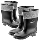 VERTO Herren Filz-Gummistiefel aus PVC, Innen mit Filz gefüttert, hoher Schaft, rutschfeste Laufsohle mit trittsicherem Profil, die Stiefel fallen 2 Nummer größer aus. Größe:42, schwarz