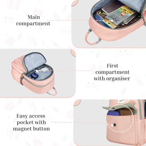 Image of F Gear Bunny Blushing Peach 22L School Backpack|Premium & Soft Touch | Unisex Kids School Bag with Two Spacious Compartments and Front Pocket, with Bottle Holder|Ideal for School, Daily Use & Travel