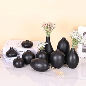   10-Set-of-Ceramic-Bud-Vases-Matte-Black-Small-Vases-for-Modern-Minimalist-Home-Decor-for-Party-Wedding-Table-Centerpieces-Farmhouse-Living-Room-Tabletop-Boho-Decor-Black