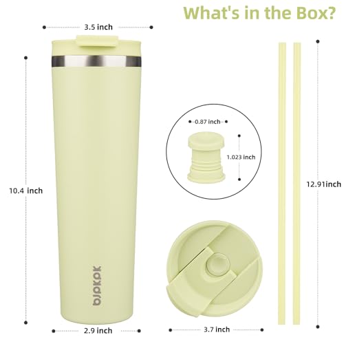 Image of BJPKPK 34oz Coffee Tumbler with Straw, Insulated Stainless Steel Cup