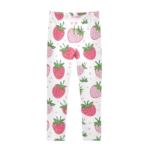 Wusikd Strawberry Girls' Leggings Toddler Doodles Pink Green Kids Yoga Pants Dance Active Tights 4T