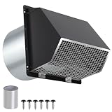 Cappa da parete da 20,3 cm, con cappuccio, per esterni, con schermo e ammortizzatore, tappo di sfiato esterno per cucina, cappa da cucina, condotto HVAC, ventilatore, acciaio zincato