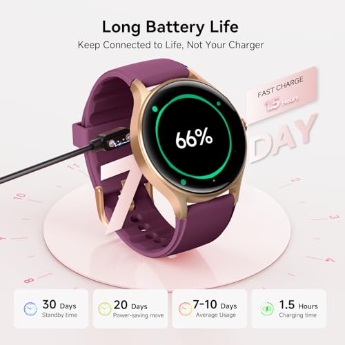 Image of Woneligo Smart Watch,1.57inch AMOLED Touchscreen Fitness Watch for iPhone & Android,Heart Rate /Sp02 /Sleep Monitor,110+ Sport Modes IP68 Waterproof Bluetooth Calls,2 Bands (Deep Purple-Red, 1.57)