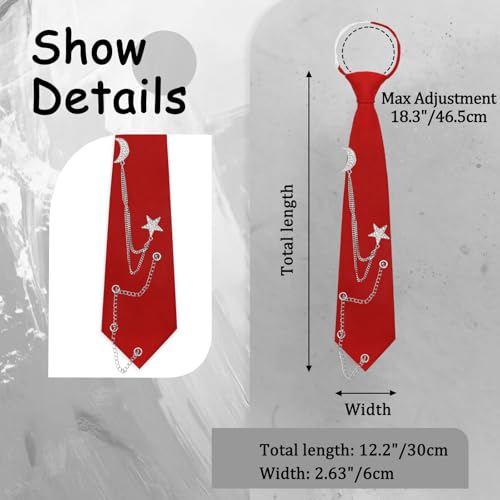 Image of LJBFNN Pre-Tied Ties for Women with Metal Chain, Uniform Shirt Accessory
