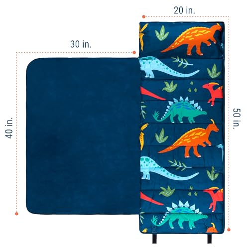 Wildkin Kids Microfiber Nap Mat – Soft Sleep Mat with Pillow, Ideal for School & Travel - Jurassic Dinosaurs