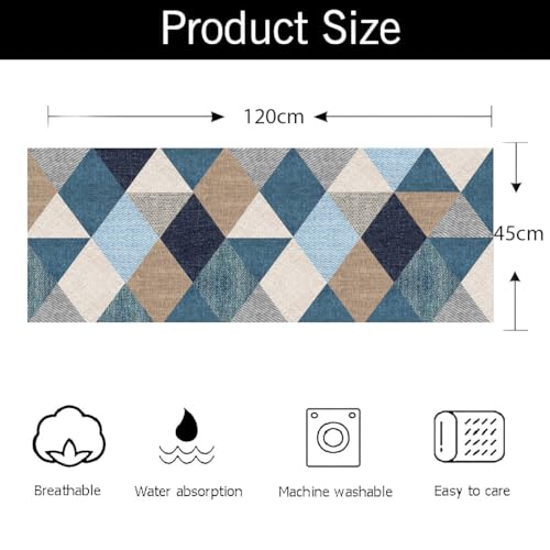 ishro home Premium Modern Vintage Runner Rug for Bedroom, Kitchen | Anti-Skid and Machine Washable | (45 x 120 Cm, Crystals)