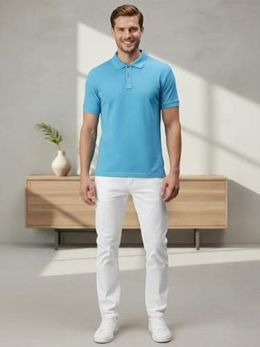 Image of Lux Cozi Men's Cotton Solid Polo Tshirt | Collar Tshirts | Half Sleeves | Stylish & Premium All Day Wear | Pack of 1
