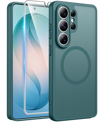 Image of FNTCASE for Samsung Galaxy S26-Ultra Case: [Fit for Magsafe] [Full Camera Protection] Translucent Matte Cases with [Screen Protector] Military Grade Shockproof Protective Phone Cover - Sagebrush Green