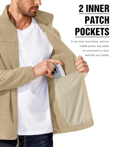 Image of COOFANDY Mens Polar Fleece Jacket Lightweight Full Zip Jackets Outdoor Coat