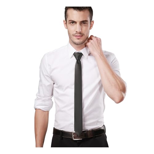 Image of Landisun Black Tie Men Women Solid Skinny Ties Slim Ties Satin Tie