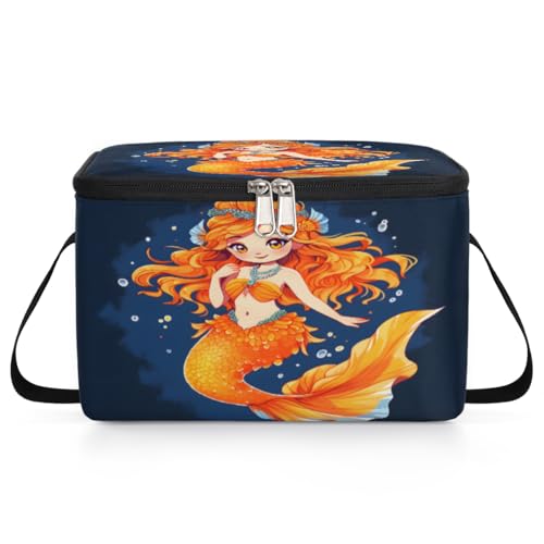 GzLeyigou Swimming Marine Mermaid Lunch Bags for Women Men 9 Cans, Hot & Cold Food Delivery Bag Insulated Grocery Bag Insulated Lunch Box Mermaid Cooler Bag for Office Work Picnic Beach