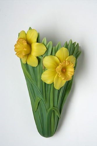 SassyXpressions Daffodil Jonquil Wall Pocket Vase Planter - March Birth Flower Christian Decor 7x3 Inch Bonded Marble Rosary or Eyeglass Bedside Caddy