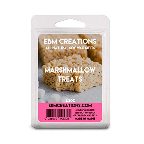 Marshmallow Treats Soy Wax Melts - 3.2oz, 6 Cube Clamshell, All Natural, Highly Scented, Long-Lasting Aroma, Premium Quality, Handmade, Non-Toxic, Eco-Friendly