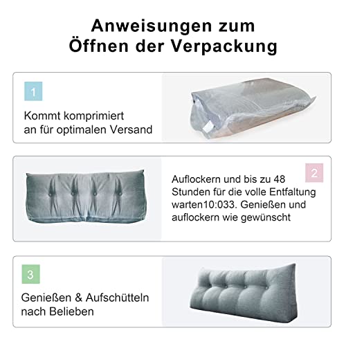 Homecozy Rückenkissen KeilKissen mit Nackenrolle Rückenlehnen Sofakissen Lesekissen Nackenstütze Nackenkissen Große Kissen Zierkissen, Samt, 60x20x50cm, Blau-Grün - Image 8