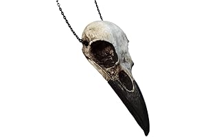 Bone Jewelry Gothic Raven Skull Necklace - Viking Resin Bird Skull Goth Gift