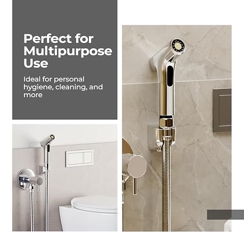 Image of Lifelong Dual Flow Health Faucet Gun|High-Pressure Water Flow|Foam & Rain Modes|& Leak-Proof Jet Spray|Ideal for Bathroom & Toilet Commode|Hygienic & Efficient Bidet Spray (LLHIXG01),Silver,Chrome