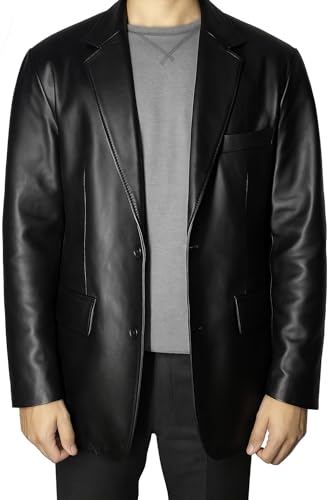 Lambskin Leather Blazer for Men Casual - Mens Leather Blazer Jacket Genuine Leather Sport Coat Men
