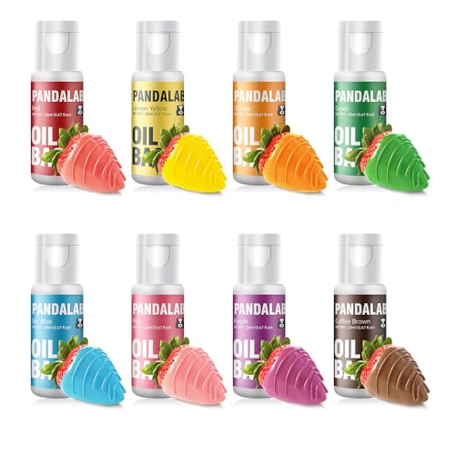 Oil Based Food Coloring Set for Chocolate - 8 colors Vibrant Edible Baking Food Dye for Chocolate, Candy Melts, Fondant, Butter, Meringues, Cookie Icing Frosting, Donut - 0.67 Fl.Oz Bottles