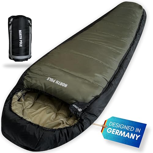 Explorer® Northpole Schlafsack -21°C -4°C [300GSM] 3-4 Jahreszeiten Winter Mumienschlafsack Erwachsene [1900g] 220x88x58cm mit wasserdichter Unterseite YKK Zip Links für Outdoor, Camping und Reisen