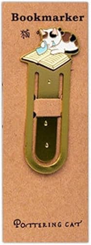 Vista 9 de Marcapáginas de metal, 1 marcador, diseño de gato de dibujos animados, lindo papel de lectura, gatitos, marca, papelería, suministros de oficina